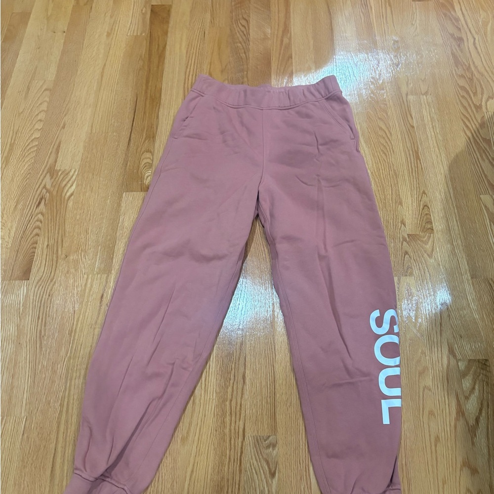 lululemon athletica Mauve Pink Track Joggers with 'SOUL' Print